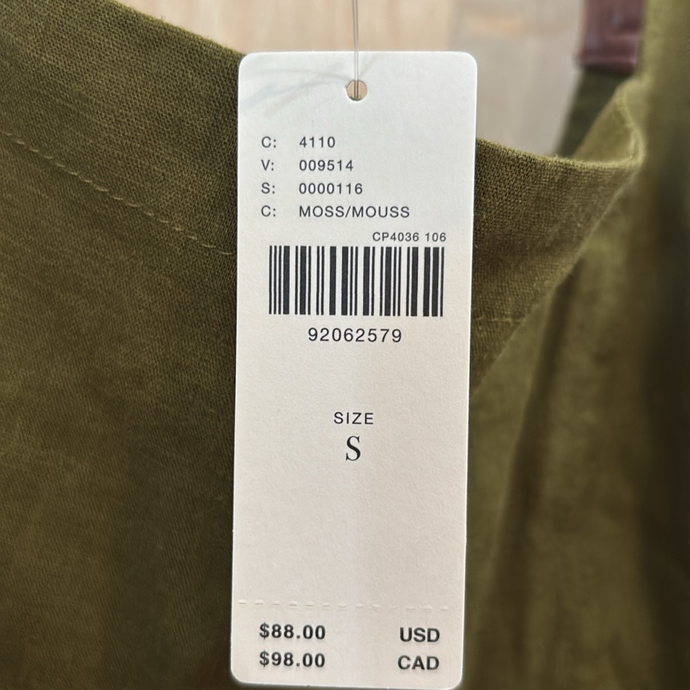 Anthropologie faux leather strap moss linen blend tank S NWT - Picture 4 of 5